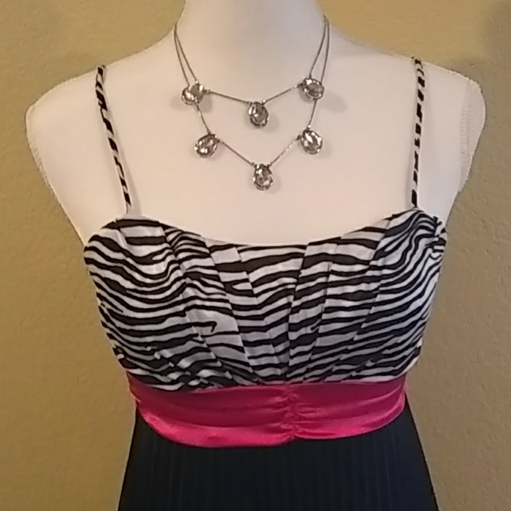 Beautiful zebra, black and pink dress